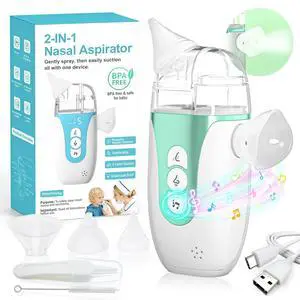Electric Nasal Aspirator for Baby, 2-in-1 Nose Sucker with Spray, Full Kit Electric Nasal Aspirator for Baby, 2-in-1 Nose Sucker with Spray, Full Kit