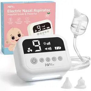 Nasal Aspirator for Baby, Hospital Grade Baby Nose Sucker with 9 Levels Suction, Night Light and Nursery Rhyme Soothing Function, Electric Nose Suction for Baby with Food-Grade Silicone Tips Nasal Aspirator for Baby, Hospital Grade Baby Nose Sucker with 9 Levels Suction, Night Light and Nursery Rhyme Soothing Function, Electric Nose Suction for Baby with Food-Grade Silicone Tips