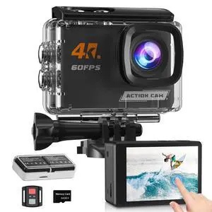 4K60FPS Action Camera Touchscreen, 40M Waterproof Underwater Camera with 64G SD Card, 6-Axis Stabilization Motorcycle Camera 8X Zoom with 2.4G Remote Control 2 * 1350 mAh Batteries 4K60FPS Action Camera Touchscreen, 40M Waterproof Underwater Camera with 64G SD Card, 6-Axis Stabilization Motorcycle Camera 8X Zoom with 2.4G Remote Control 2 * 1350 mAh Batteries