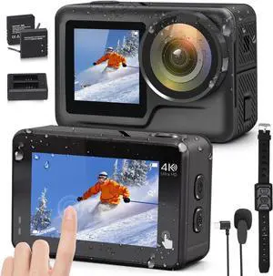 4K Action Camera with Dual Screens, Waterproof, 4K/60FPS, Voice Control, WiFi, Image Stabilization, Slow Motion, 128GB Storage, 25-in-1 AccessoriesPerfect for Vlogging, Travel, Diving and Outdoor 4K Action Camera with Dual Screens, Waterproof, 4K/60FPS, Voice Control, WiFi, Image Stabilization, Slow Motion, 128GB Storage, 25-in-1 AccessoriesPerfect for Vlogging, Travel, Diving and Outdoor