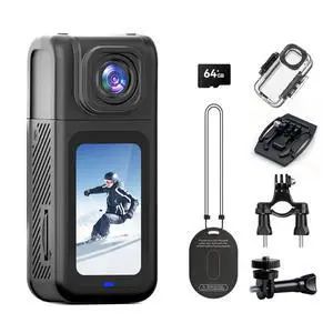 4K Thumb Action Camera with 180° Rotatable Lens, 38.3g Ultra-Light Mini Wearable POV Camera, Portable Vlogging,Helmet Cam for Cycling,Motorcycle (with 64G-Card, Black) 4K Thumb Action Camera with 180° Rotatable Lens, 38.3g Ultra-Light Mini Wearable POV Camera, Portable Vlogging,Helmet Cam for Cycling,Motorcycle (with 64G-Card, Black)