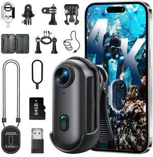 4K Thumb Action Camera with Memory Card Mini Body Camera WiFi Magnetic Clip Wearable Hands-Free Recording POV Camera Waterproof case Mount Anywhere for Sports Vlogging Cycling (Black, 64, GB) 4K Thumb Action Camera with Memory Card Mini Body Camera WiFi Magnetic Clip Wearable Hands-Free Recording POV Camera Waterproof case Mount Anywhere for Sports Vlogging Cycling (Black, 64, GB)