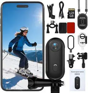 4K Mini Action Camera, Thumb Camera with 128GB, Wearable POV Body Cam, Waterproof Sports Camera for Motorcycle, Cycling, Hiking, Swimming, Outdoor Adventures, Vlogging (Black, 128, GB) 4K Mini Action Camera, Thumb Camera with 128GB, Wearable POV Body Cam, Waterproof Sports Camera for Motorcycle, Cycling, Hiking, Swimming, Outdoor Adventures, Vlogging (Black, 128, GB)