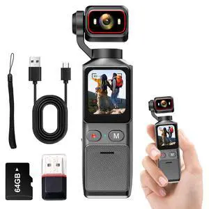 4K Handheld Vlogging Camera, WiFi Pocket Action Camera, Anti-Shake Body Cam 4K Handheld Vlogging Camera, WiFi Pocket Action Camera, Anti-Shake Body Cam