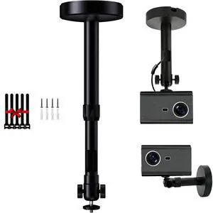 Ceiling Projector Mount Bracket Matte Black, 360° Rotation & 90° Tilt, Adjustable 9"-15" Length, ¼-Inch Screw Ceiling Projector Mount Bracket Matte Black, 360° Rotation & 90° Tilt, Adjustable 9"-15" Length, ¼-Inch Screw