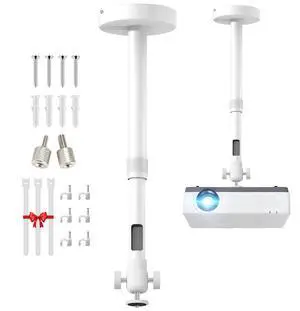 Projector Mount with New Gimbal ¼-Inch Screw Longer Length 14-24 in / 37-62 cm Projector Ceiling/Wall Mount 360° Rotatable Ceiling Projectors Mounts Adjustable Bracket Universal Mount White Projector Mount with New Gimbal ¼-Inch Screw Longer Length 14-24 in / 37-62 cm Projector Ceiling/Wall Mount 360° Rotatable Ceiling Projectors Mounts Adjustable Bracket Universal Mount White