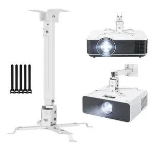 Universal Projector Mount Ceiling/Wall - 3-in-1 Projector Bracket with Extension Pole & Cable Ties Universal Projector Mount Ceiling/Wall - 3-in-1 Projector Bracket with Extension Pole & Cable Ties