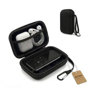 MP3 Player Carrying Case Compatible with AiMoonsa 1.8 Inch MP3 Player, Hard Shell Zipper Case with Dual Mesh Pockets and Carabiner Clip, Portable Storage for Earphones and USB Cable, Black MP3 Player Carrying Case Compatible with AiMoonsa 1.8 Inch MP3 Player, Hard Shell Zipper Case with Dual Mesh Pockets and Carabiner Clip, Portable Storage for Earphones and USB Cable, Black