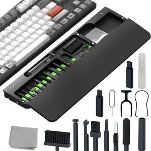 All-in-1 Keyboard Cleaner Includ Empty Bottle, Brush Set, Electronic Device Clean Tool for Camera, Earbud, PC Monitor, TV Tablet, Screens (Black) All-in-1 Keyboard Cleaner Includ Empty Bottle, Brush Set, Electronic Device Clean Tool for Camera, Earbud, PC Monitor, TV Tablet, Screens (Black)