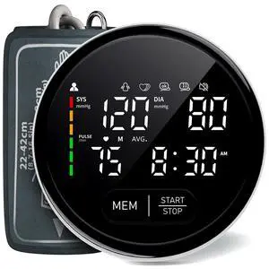 Blood Pressure Monitor Upper Arm Automatic Monitors for Home Use Adjustable 8.7"-16.5" Cuff Voice Broadcast Large Backlit Display 240 Sets Memory with Storage Bag Blood Pressure Monitor Upper Arm Automatic Monitors for Home Use Adjustable 8.7"-16.5" Cuff Voice Broadcast Large Backlit Display 240 Sets Memory with Storage Bag
