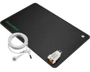 Grounding Mat (16.34" x 25.2") - Conductive Carbon PU Earthing Pad for Feet, Under Desk, and Bed - Static Discharge and Ambient Voltage Reduction - Includes 16.4ft Cord and Outlet Tester Grounding Mat (16.34" x 25.2") - Conductive Carbon PU Earthing Pad for Feet, Under Desk, and Bed - Static Discharge and Ambient Voltage Reduction - Includes 16.4ft Cord and Outlet Tester