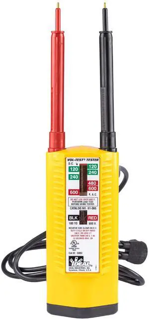 Ideal Electrical Vol-Con Solenoid Voltage Tester, CAT III 600V, AC/DC Detection, Vibrating Alert, Low Impedance, LED & Neon Indicators, Replaceable Shielded Leads, Rugged & Reliable Electrician Tools Ideal Electrical Vol-Con Solenoid Voltage Tester, CAT III 600V, AC/DC Detection, Vibrating Alert, Low Impedance, LED & Neon Indicators, Replaceable Shielded Leads, Rugged & Reliable Electrician Tools
