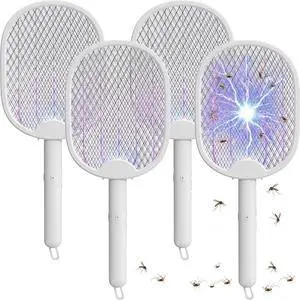 4 Pcs Foldable Electric Fly Swatter 2 in 1 Mosquito Swatter 1200mah Battery Rechargeable Bug Zapper Racket USB Handheld with 3 Layer Safety Mesh for Camping Backyard Patio Travel Home Office 4 Pcs Foldable Electric Fly Swatter 2 in 1 Mosquito Swatter 1200mah Battery Rechargeable Bug Zapper Racket USB Handheld with 3 Layer Safety Mesh for Camping Backyard Patio Travel Home Office