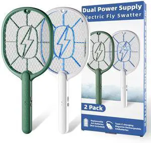 Electric Fly Swatter Mosquito Zapper, Dual Power Supply Type-C Charging & Replaceable AA Batteries (Batteries Not Included), Handheld Bug Zapper for Indoor & Outdoor Use Electric Fly Swatter Mosquito Zapper, Dual Power Supply Type-C Charging & Replaceable AA Batteries (Batteries Not Included), Handheld Bug Zapper for Indoor & Outdoor Use