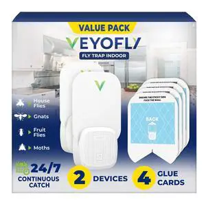 Fruit Fly Traps Indoor Plug-in UV, Gnat Trap, 2 Device + 4 Refills Fruit Fly Traps Indoor Plug-in UV, Gnat Trap, 2 Device + 4 Refills
