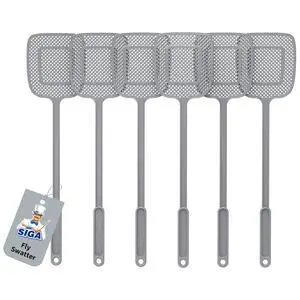 Heavy Duty Long Handle Fly Swatter, Gray, 6 Pack Heavy Duty Long Handle Fly Swatter, Gray, 6 Pack