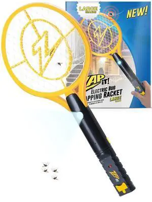 Rechargeable Electric Fly Swatter Racket - 4,000-Volt Mosquito Zapper with USB Charging Cable and Super-Bright LED Light -Large- Safe 3-Layer Mesh, Yellow, Bug Zapper for Indoors and Outdoors Rechargeable Electric Fly Swatter Racket - 4,000-Volt Mosquito Zapper with USB Charging Cable and Super-Bright LED Light -Large- Safe 3-Layer Mesh, Yellow, Bug Zapper for Indoors and Outdoors
