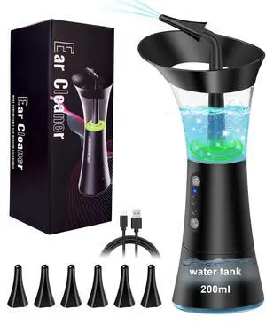 Upgraded Electric Ear Cleaner - Ear Irrigation Flushing System with 4 Pressure Mode, Temp Sensor, 16PSI, IPX7, 6 Replacement Nozzle, One-Hand Control Ear Cleaning Tool with Wastewater Separation Upgraded Electric Ear Cleaner - Ear Irrigation Flushing System with 4 Pressure Mode, Temp Sensor, 16PSI, IPX7, 6 Replacement Nozzle, One-Hand Control Ear Cleaning Tool with Wastewater Separation