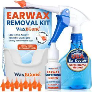 Ear Wax Removal Kit with SoftSpray® Irrigation Tips, 4X High Output Sprayer & Ear Basin - Safe, Fast, Gentle Ear Cleaning Kit for Adults & Kids at Home - Standard Kit with Ear Drops Ear Wax Removal Kit with SoftSpray® Irrigation Tips, 4X High Output Sprayer & Ear Basin - Safe, Fast, Gentle Ear Cleaning Kit for Adults & Kids at Home - Standard Kit with Ear Drops