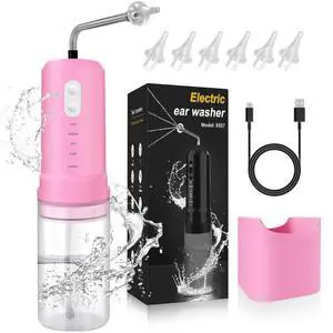 Ear Wax Removal, Electric Ear Irrigation Flushing System, Water Powered Ear Cleaner with 4 Pressure Modes, 6 Reusable Replacement Tips, Safe and Effective Ear Cleaning Tool for Adults (Pink) Ear Wax Removal, Electric Ear Irrigation Flushing System, Water Powered Ear Cleaner with 4 Pressure Modes, 6 Reusable Replacement Tips, Safe and Effective Ear Cleaning Tool for Adults (Pink)