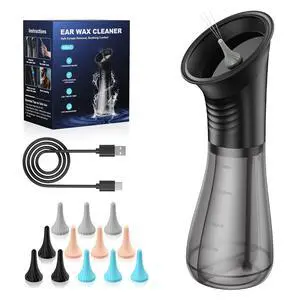 Electric Ear Wax Removal with One-Piece Waste Tank and Smart Display, IPX7, 3 Targeted Modes, 230ml Detachable Tank, 12 Nozzles Electric Ear Wax Removal with One-Piece Waste Tank and Smart Display, IPX7, 3 Targeted Modes, 230ml Detachable Tank, 12 Nozzles