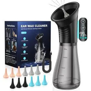 Safe Ear Wax Removal - Electric Ear Cleaner with 3 Pressure Modes, Effective & Easy to Use, IPX7, Automatic Powered Ear Wax Remover Home Ear Cleaning Machine Safe Ear Wax Removal - Electric Ear Cleaner with 3 Pressure Modes, Effective & Easy to Use, IPX7, Automatic Powered Ear Wax Remover Home Ear Cleaning Machine