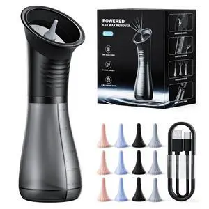 Ear Wax Removal with LED Display, Electric Ear Cleaner, Rechargeable Earwax Remove Removal Ear Irrigation System, 3 Pressure Modes Ear Cleaning Earwax Removal (12 Disposable Tips)-Black Ear Wax Removal with LED Display, Electric Ear Cleaner, Rechargeable Earwax Remove Removal Ear Irrigation System, 3 Pressure Modes Ear Cleaning Earwax Removal (12 Disposable Tips)-Black