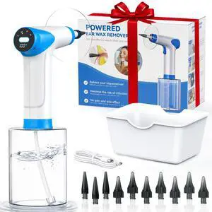 Ear Wax Removal, Electric Ear Cleaner with LED Light 4 Pressure Modes, Real-Time Temp Display, 500ml Tank, 2000mAh Battery, with 11 TipsSet, Earwax Removal Kit of Adults Kids, Ncludes Basin Ear Wax Removal, Electric Ear Cleaner with LED Light 4 Pressure Modes, Real-Time Temp Display, 500ml Tank, 2000mAh Battery, with 11 TipsSet, Earwax Removal Kit of Adults Kids, Ncludes Basin