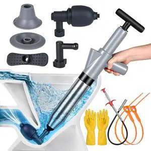 High Pressure Toilet Plunger, Toilet Snake Air Drain Blaster with Real -Time Barometer, Heavy Duty Drain Clog Remover for Bathroom, Floor, Shower, Kitchen Clogged (Gery-Manual) High Pressure Toilet Plunger, Toilet Snake Air Drain Blaster with Real -Time Barometer, Heavy Duty Drain Clog Remover for Bathroom, Floor, Shower, Kitchen Clogged (Gery-Manual)
