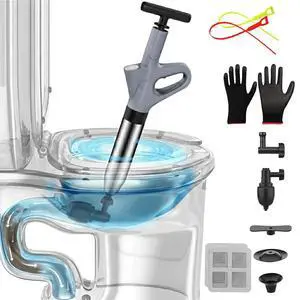 Toilet Plunger, High Pressure Toilet Plunger with Gloves,2 Hair Snake,2 Hair Filters, Toilet Auger Air Drain Blaster with Real-Time, Heavy Duty Plunger for Bathroom and Kitchen Plumbing Clogs Toilet Plunger, High Pressure Toilet Plunger with Gloves,2 Hair Snake,2 Hair Filters, Toilet Auger Air Drain Blaster with Real-Time, Heavy Duty Plunger for Bathroom and Kitchen Plumbing Clogs