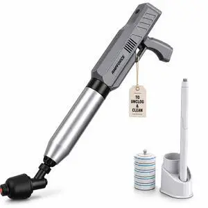 Electric Toilet Plunger and Disposable Brush Bundle, Heavy Duty High Pressure Air Unclogger Tool, 360° Toilet Wand Cleaning System with Caddy & 6 Refills Electric Toilet Plunger and Disposable Brush Bundle, Heavy Duty High Pressure Air Unclogger Tool, 360° Toilet Wand Cleaning System with Caddy & 6 Refills