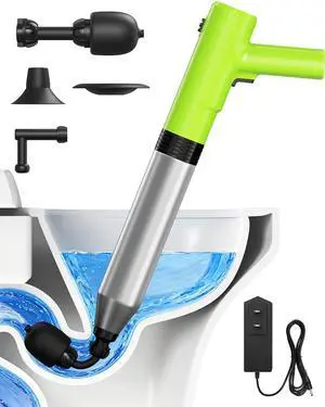 Electric Toilet Plunger, 4 in 1 High Pressure Toilet Unclogger with Multi-Purpose Heads & Automatic Inflation, Heavy Duty Drain Clog Remover for Bathroom, Washbasin and Floor Drain Electric Toilet Plunger, 4 in 1 High Pressure Toilet Unclogger with Multi-Purpose Heads & Automatic Inflation, Heavy Duty Drain Clog Remover for Bathroom, Washbasin and Floor Drain