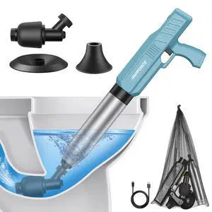 Electric Toilet Plunger, Heavy-Duty Clog Remover, Dusty Blue Electric Toilet Plunger, Heavy-Duty Clog Remover, Dusty Blue
