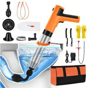 Electric Toilet Plunger, High Pressure Toilet Snake Drain Clog Remover, Splash-free Unclogger with Drain Snake Auger, Plungers for Bathroom Heavy Duty, Versatile Air Blaster Unclogger Kit (Orange) Electric Toilet Plunger, High Pressure Toilet Snake Drain Clog Remover, Splash-free Unclogger with Drain Snake Auger, Plungers for Bathroom Heavy Duty, Versatile Air Blaster Unclogger Kit (Orange)