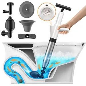Toilet Plunger, Drain Clog Remover, Plungers for Bathroom, High-Pressure Air Drain Blaster with Real-Time Barometer Powerful Heavy Duty Toilet Snake for Sink, Floor, Kitchen Clogged Toilet Plunger, Drain Clog Remover, Plungers for Bathroom, High-Pressure Air Drain Blaster with Real-Time Barometer Powerful Heavy Duty Toilet Snake for Sink, Floor, Kitchen Clogged