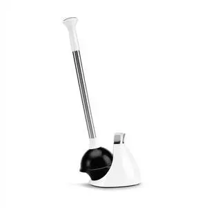 Toilet Plunger with Holder, Toilet Plunger and Holder Set, Magnetic Drip-Free Cover, Narrow Flange for Modern Low-Flow Toilets, Hidden Dome Storage, Stainless Steel, White Toilet Plunger with Holder, Toilet Plunger and Holder Set, Magnetic Drip-Free Cover, Narrow Flange for Modern Low-Flow Toilets, Hidden Dome Storage, Stainless Steel, White