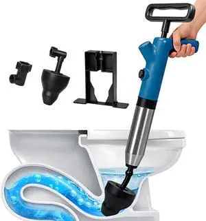 High Pressure Toilet Plunger & Drain Auger with Real-Time Gauge, Heavy-Duty Air Unclogger for Toilets, Sinks & Drains High Pressure Toilet Plunger & Drain Auger with Real-Time Gauge, Heavy-Duty Air Unclogger for Toilets, Sinks & Drains