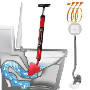 Toilet Plunger, High-Pressure Plungers for Bathroom, Toilet Brush and Plunger Set - Powerful Air Drain Unclogger & Heavy-Duty Clog Remover for Bathroom Drains, and Clogged Pipes Toilet Plunger, High-Pressure Plungers for Bathroom, Toilet Brush and Plunger Set - Powerful Air Drain Unclogger & Heavy-Duty Clog Remover for Bathroom Drains, and Clogged Pipes