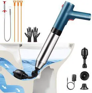 Electric Toilet Plunger Clog Remover: High Pressure Air Drain Blaster Clog Remover for Bathroom Bathtub Floor Drain Clogged Electric Toilet Plunger Clog Remover: High Pressure Air Drain Blaster Clog Remover for Bathroom Bathtub Floor Drain Clogged