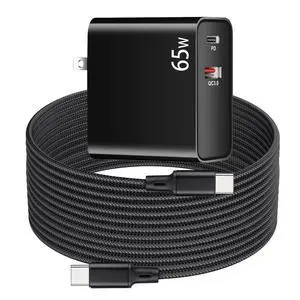 PD65W USB C Super Fast Charger for Meta Quest 3s & 3 & 2 VR Headsets, Black PD65W USB C Super Fast Charger for Meta Quest 3s & 3 & 2 VR Headsets, Black