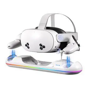 GearSpire 30W Fast Charging Dock Station for Quest 2/3/3S, White RGB LED Stand with USB-C Fast Charging, Controller Charger, VR Headset Accessories30 GearSpire 30W Fast Charging Dock Station for Quest 2/3/3S, White RGB LED Stand with USB-C Fast Charging, Controller Charger, VR Headset Accessories30