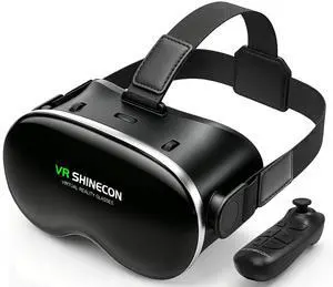 VR Headset with Bluetooth Controller, HD Aspheric Lenses, Adjustable Focus & IPD Universal Fit for 4.77" Smartphones with Heat Dissipation Design VR Headset with Bluetooth Controller, HD Aspheric Lenses, Adjustable Focus & IPD Universal Fit for 4.77" Smartphones with Heat Dissipation Design
