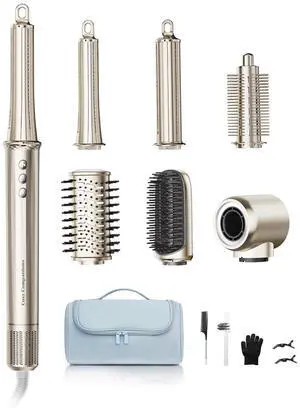 6 in-1 Hair Dryer Brush, 150,000 RPM High-Speed Negative Ionic, Blow Dryer Brush for Fast Drying, Hot Air Brush for Curling/Volumizing/Straightening with Travel Bag, Gold 6 in-1 Hair Dryer Brush, 150,000 RPM High-Speed Negative Ionic, Blow Dryer Brush for Fast Drying, Hot Air Brush for Curling/Volumizing/Straightening with Travel Bag, Gold