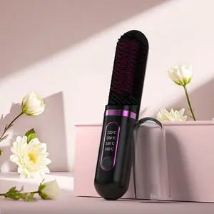 Cordless Hair Straightener Brush, Portable Straightening Brush for Women, Mini Negative Ion Hot Comb for Travel, 30Mins Auto-Off, USB Rechargeable, Fast Heating 4 Temperature Settings (Black) Cordless Hair Straightener Brush, Portable Straightening Brush for Women, Mini Negative Ion Hot Comb for Travel, 30Mins Auto-Off, USB Rechargeable, Fast Heating 4 Temperature Settings (Black)