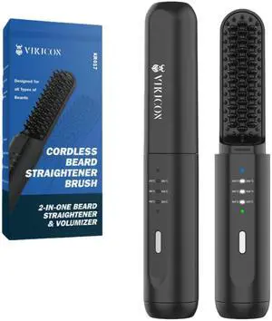 Beard Straightener for Men, Anti-Scald Cordless Heated Comb, Black Beard Straightener for Men, Anti-Scald Cordless Heated Comb, Black