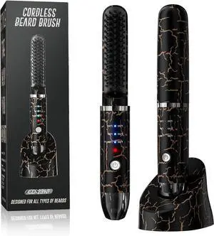 Beard Straightener for Men, Cordless Heated Beard Brush, Portable Beard Hot Combs, Ionic Mini Hair Straightener with 3 Temp Settings, Coarse Curly Hair Brush, Grooming Kit for Men Beard Straightener for Men, Cordless Heated Beard Brush, Portable Beard Hot Combs, Ionic Mini Hair Straightener with 3 Temp Settings, Coarse Curly Hair Brush, Grooming Kit for Men