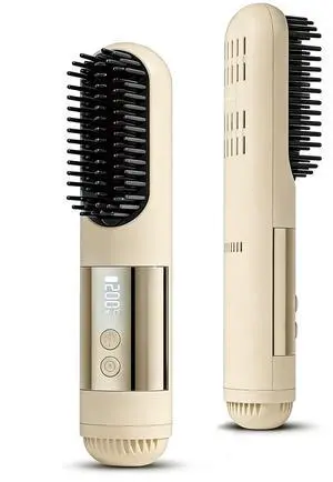 Portable Straightener Brush, Cordless Hair Straightener Comb (Cream) Portable Straightener Brush, Cordless Hair Straightener Comb (Cream)