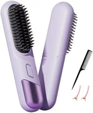 Cordless Hair Straightener BrushGo Brush Pro for Short Hair with Million Negative Ions, Portable Mini Straightener Flat Iron 4 Temps Fast Heating Ceramic Coating,Hot Comb for Women Travel Cordless Hair Straightener BrushGo Brush Pro for Short Hair with Million Negative Ions, Portable Mini Straightener Flat Iron 4 Temps Fast Heating Ceramic Coating,Hot Comb for Women Travel