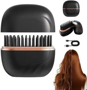 Mini Hair Straightener Brush, Rechargeable Cordless Portable Hair Straightener,Fast Heating with 3-Speed Temperature Control,Mothers Day Gifts from Daughter Son (Black) Mini Hair Straightener Brush, Rechargeable Cordless Portable Hair Straightener,Fast Heating with 3-Speed Temperature Control,Mothers Day Gifts from Daughter Son (Black)