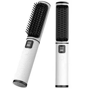 Cordless Hair Straightener Brush, 2-in-1 Mini Portable Heated Hot Comb for Women, 20S Rapid Heating 4 Temp Settings, 5000mAh 2.5H Fast Charging Travel Straightener with LCD Display (White) Cordless Hair Straightener Brush, 2-in-1 Mini Portable Heated Hot Comb for Women, 20S Rapid Heating 4 Temp Settings, 5000mAh 2.5H Fast Charging Travel Straightener with LCD Display (White)
